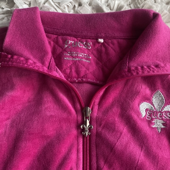 GUESS velour zip up track jacket size medium - Picture 5 of 9